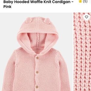 Carter's Pink Hooded Waffle Knit Cardigan